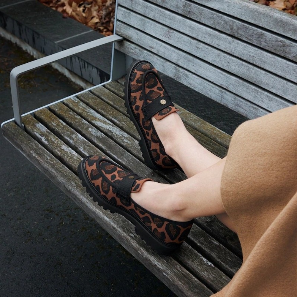 VIVAIA Francesca Leopard Round Toe Platform Chunky Heel Loafers EU 38 US 7-7.5